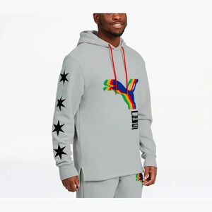 NEW PUMA Fashion Geek All Star Game Large Men's Gray Graphic Print Cotton Hoodie